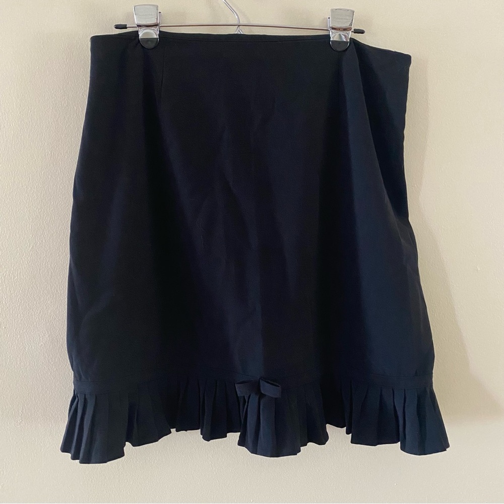 Vintage Giorgio Fiorlini Collection Black Skirt Ruffled Hem Bow Accent Size 16